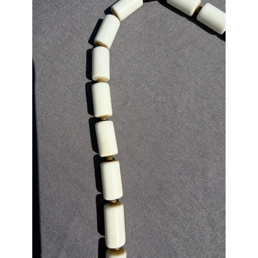 Vintage Bovine Bone Cylinder Bead Necklace 28